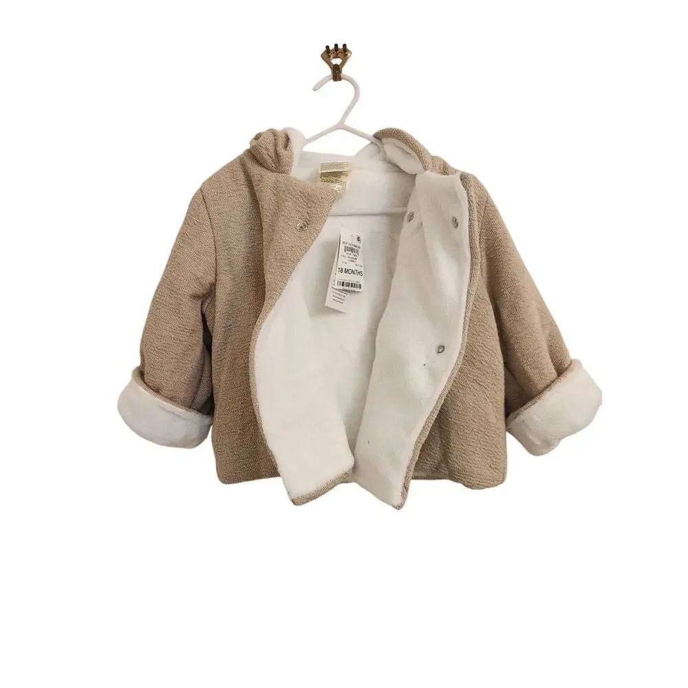 NWT First Impressions Unisex Faux Sherpa Lined Hooded Jacket 18 Months